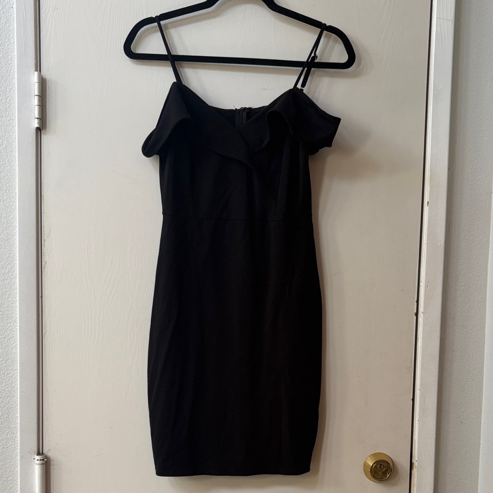 Soprano Black Off-Shoulder Mini Dress with Straps